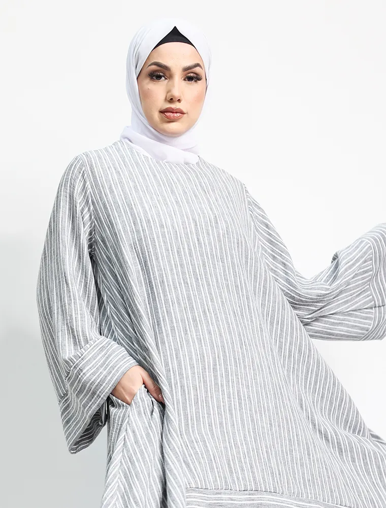 Grey Lina Striped Co Ord Set